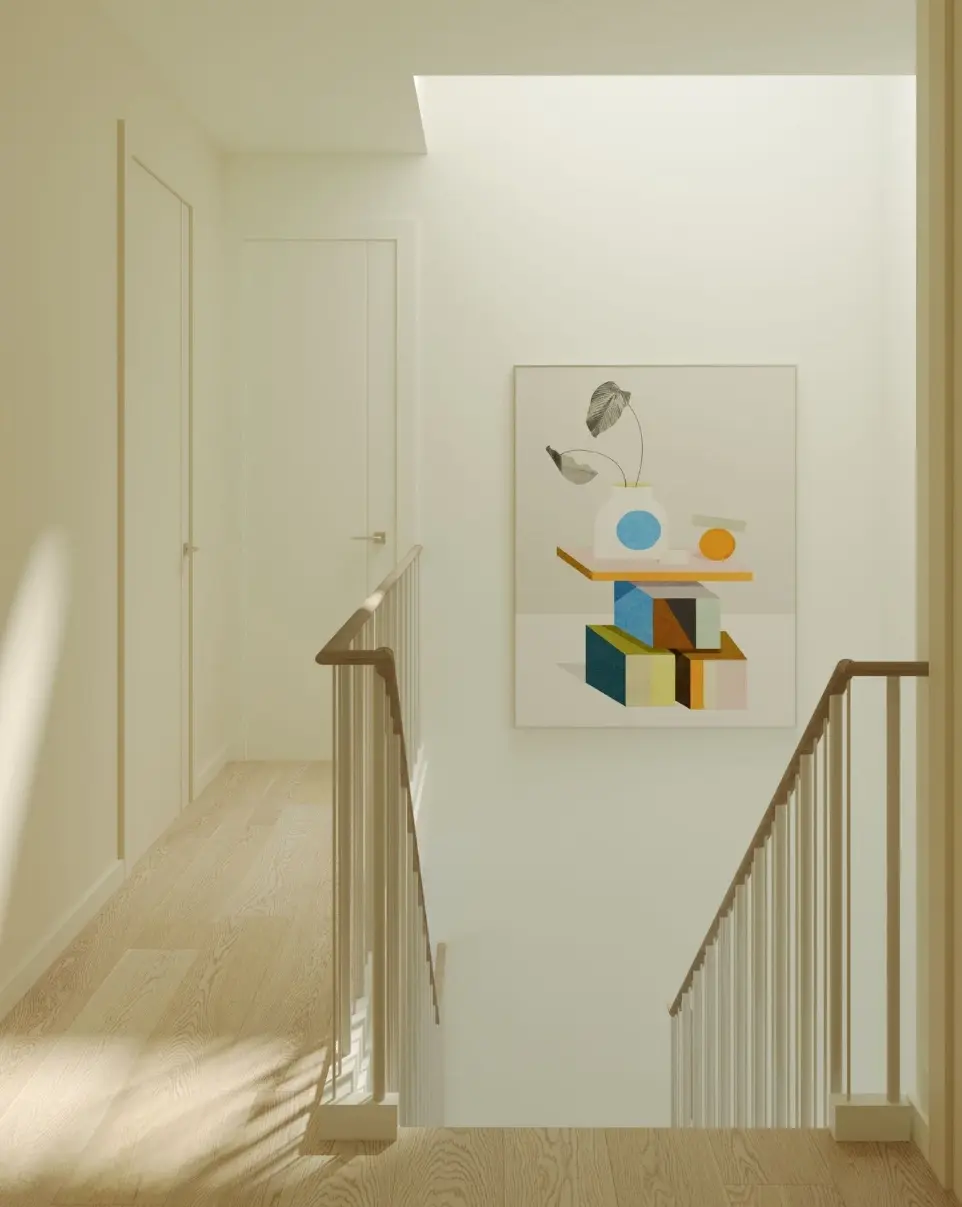 Skylit stair connecting all three levels